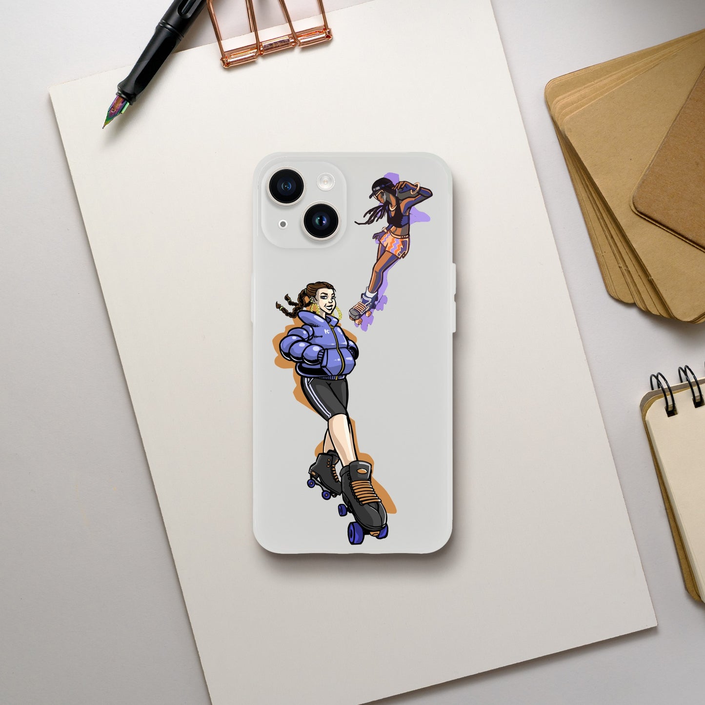Flexi Back Skating Duo Mobile Phone Case - Skate Base Skatewear