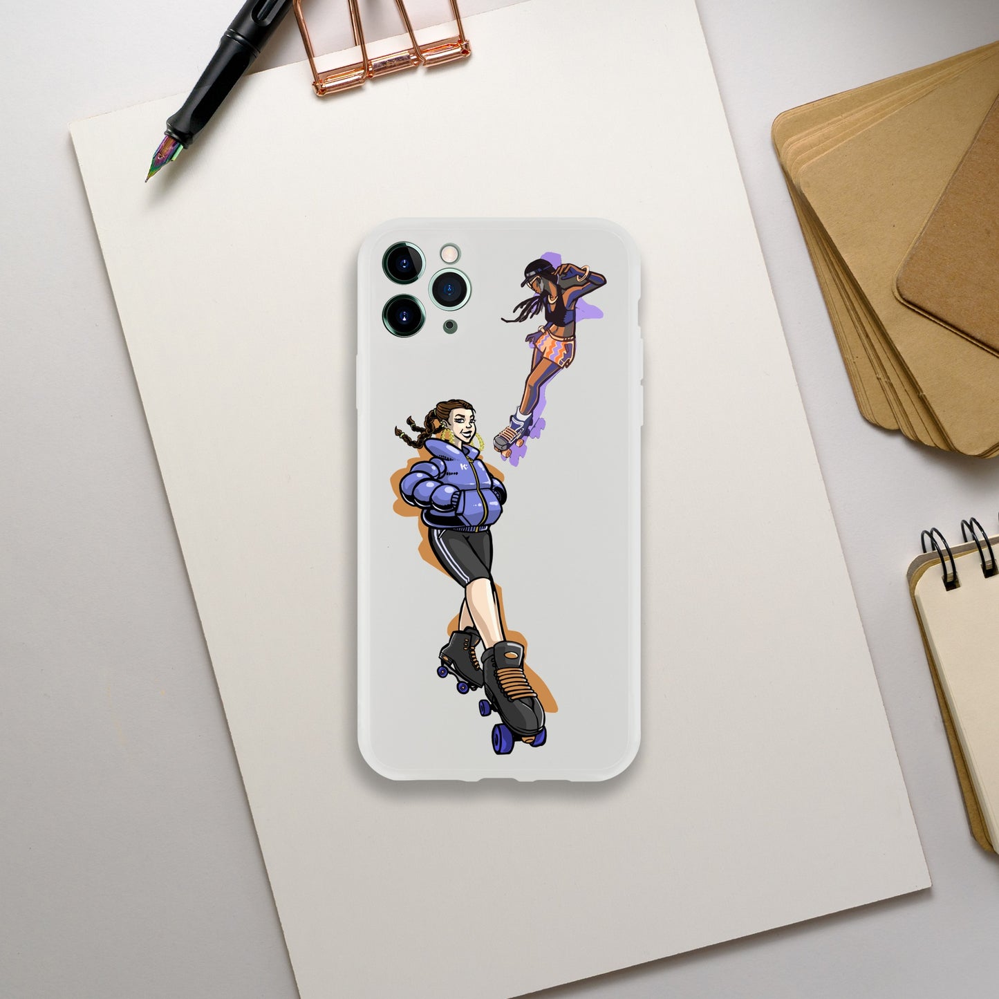Flexi Back Skating Duo Mobile Phone Case - Skate Base Skatewear