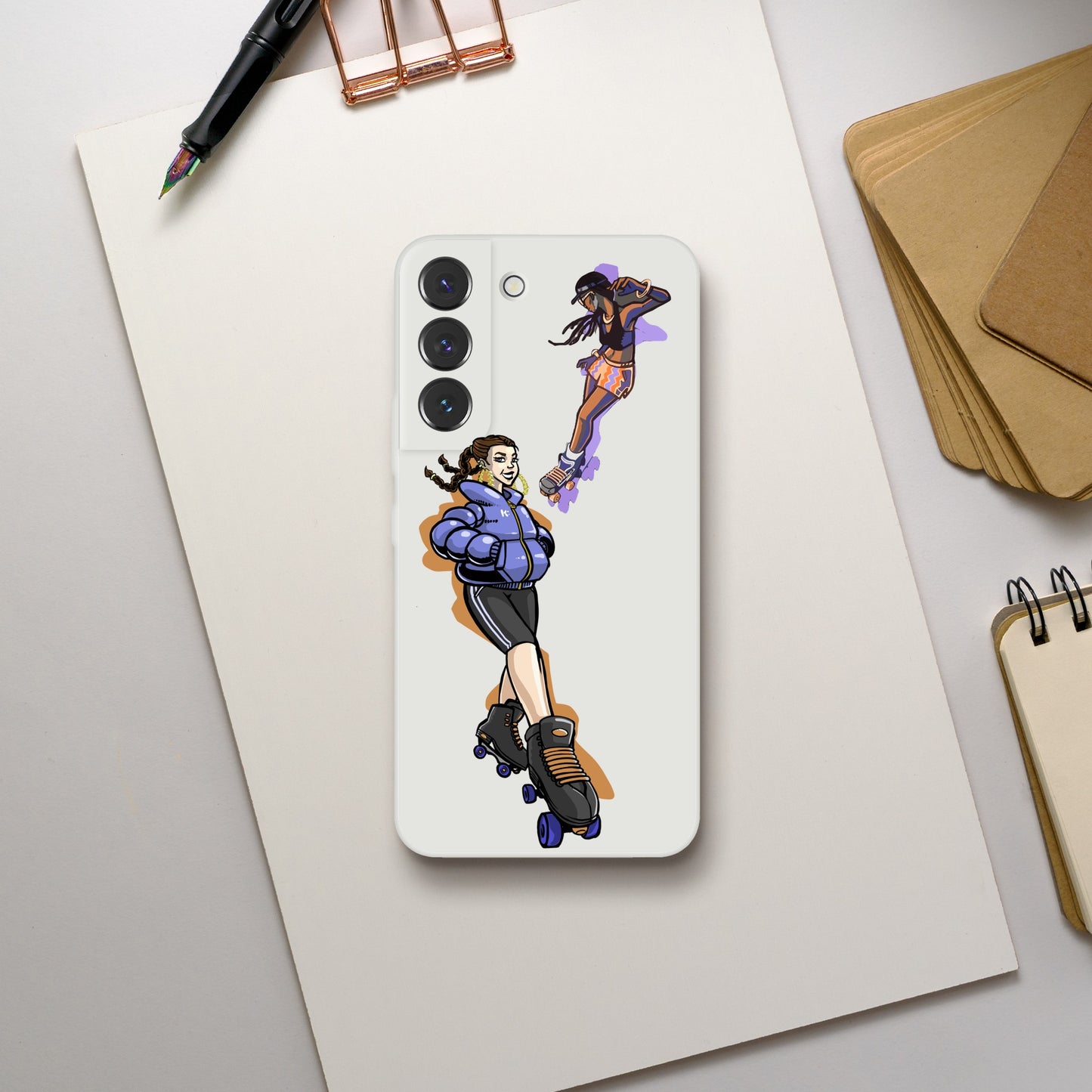 Flexi Back Skating Duo Mobile Phone Case - Skate Base Skatewear