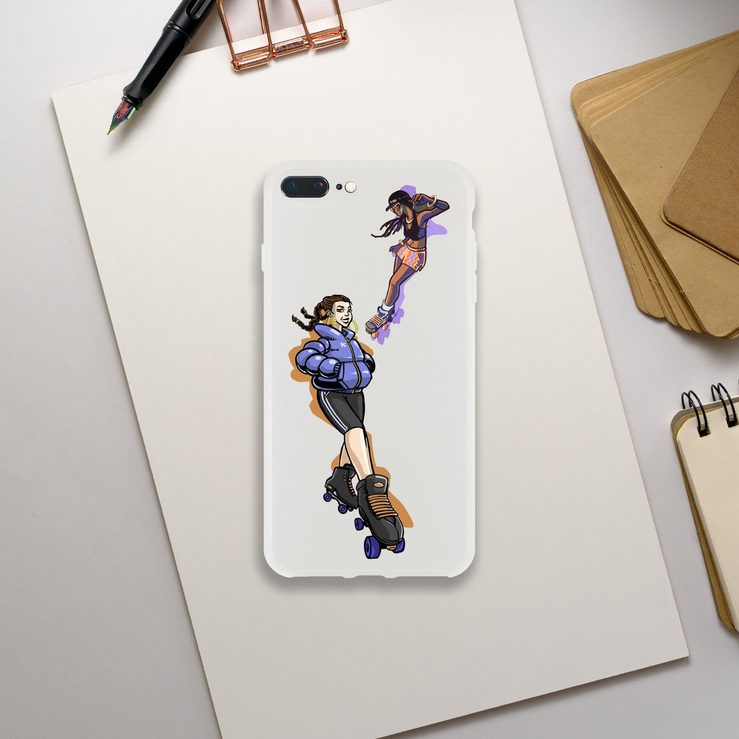 Flexi Back Skating Duo Mobile Phone Case - Skate Base Skatewear
