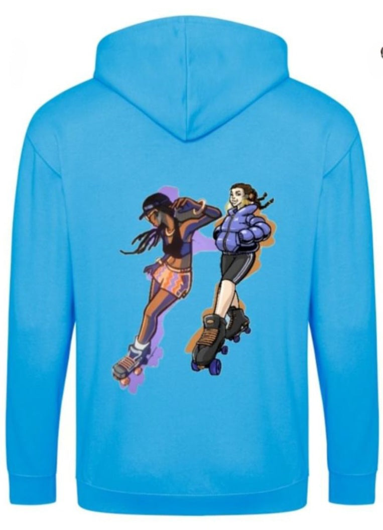 Female Back Skater Duo Zip Hoodie - Skate Base Skatewear