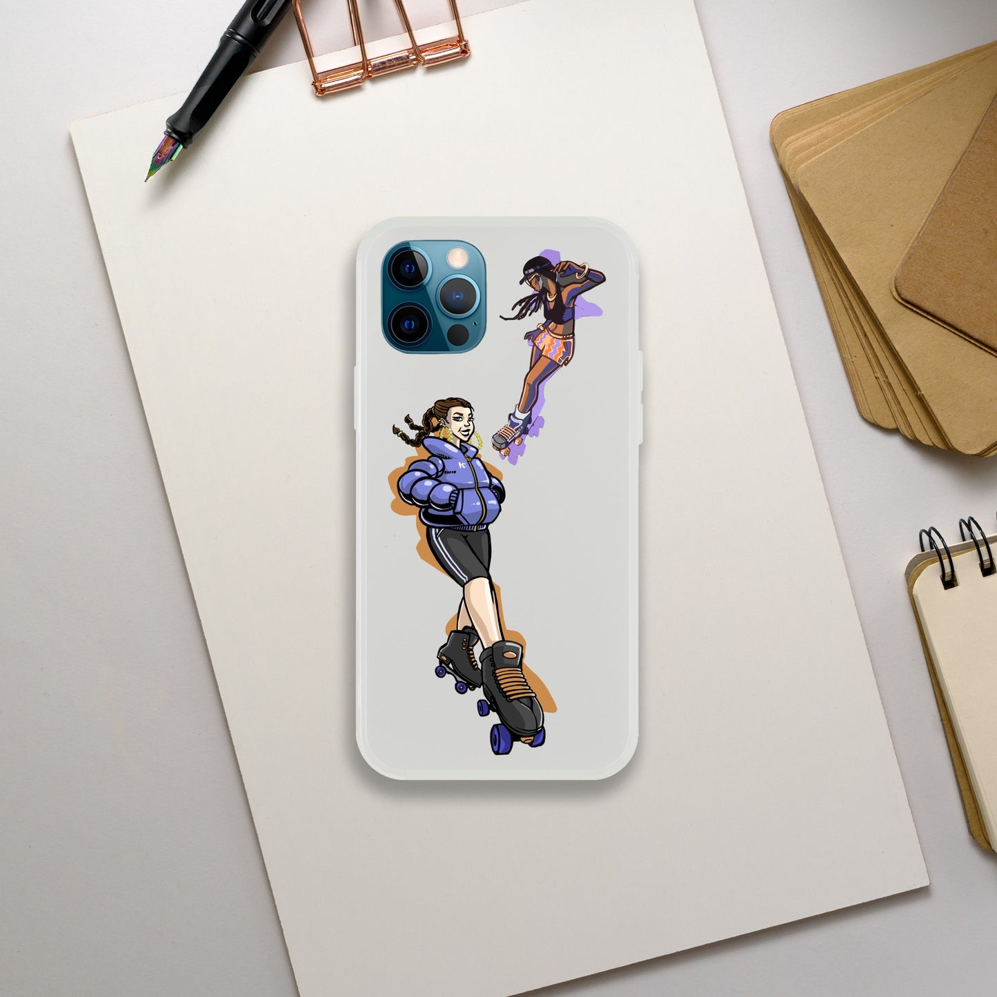 Flexi Back Skating Duo Mobile Phone Case - Skate Base Skatewear