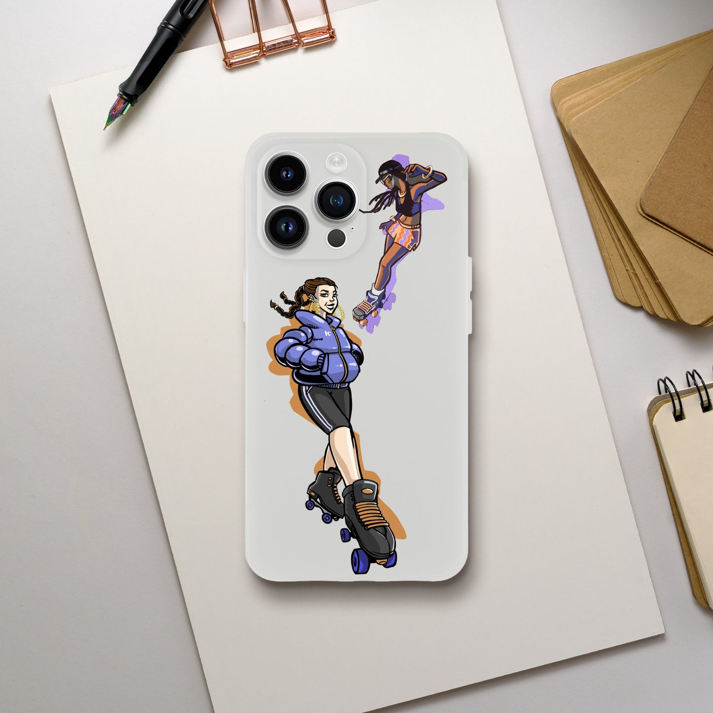 Flexi Back Skating Duo Mobile Phone Case - Skate Base Skatewear