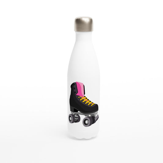 White 17oz Stainless Steel Water Bottle (Artistic Skate) - Skate Base Skatewear
