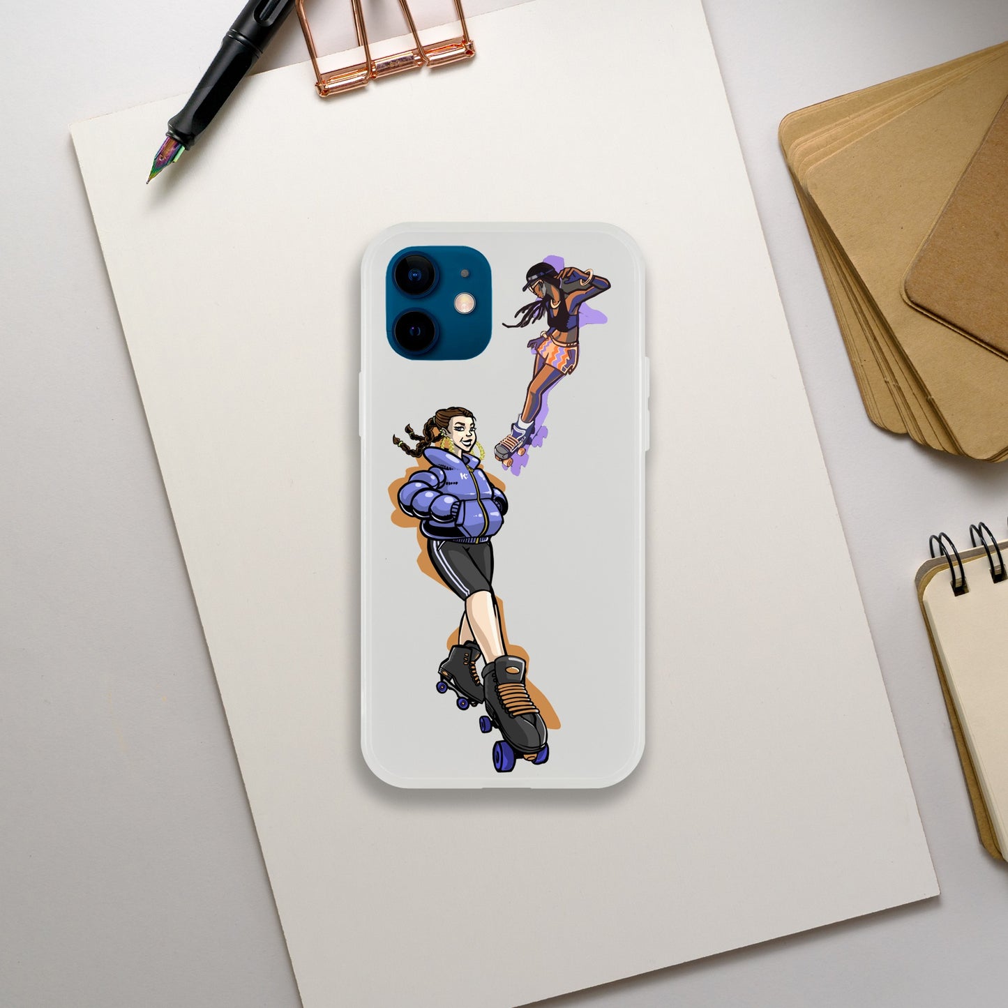 Flexi Back Skating Duo Mobile Phone Case - Skate Base Skatewear