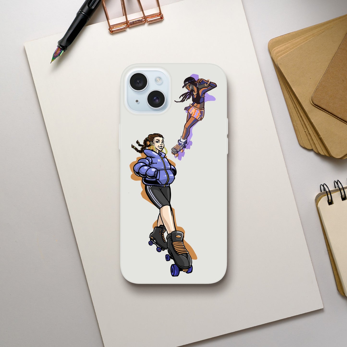 Flexi Back Skating Duo Mobile Phone Case - Skate Base Skatewear