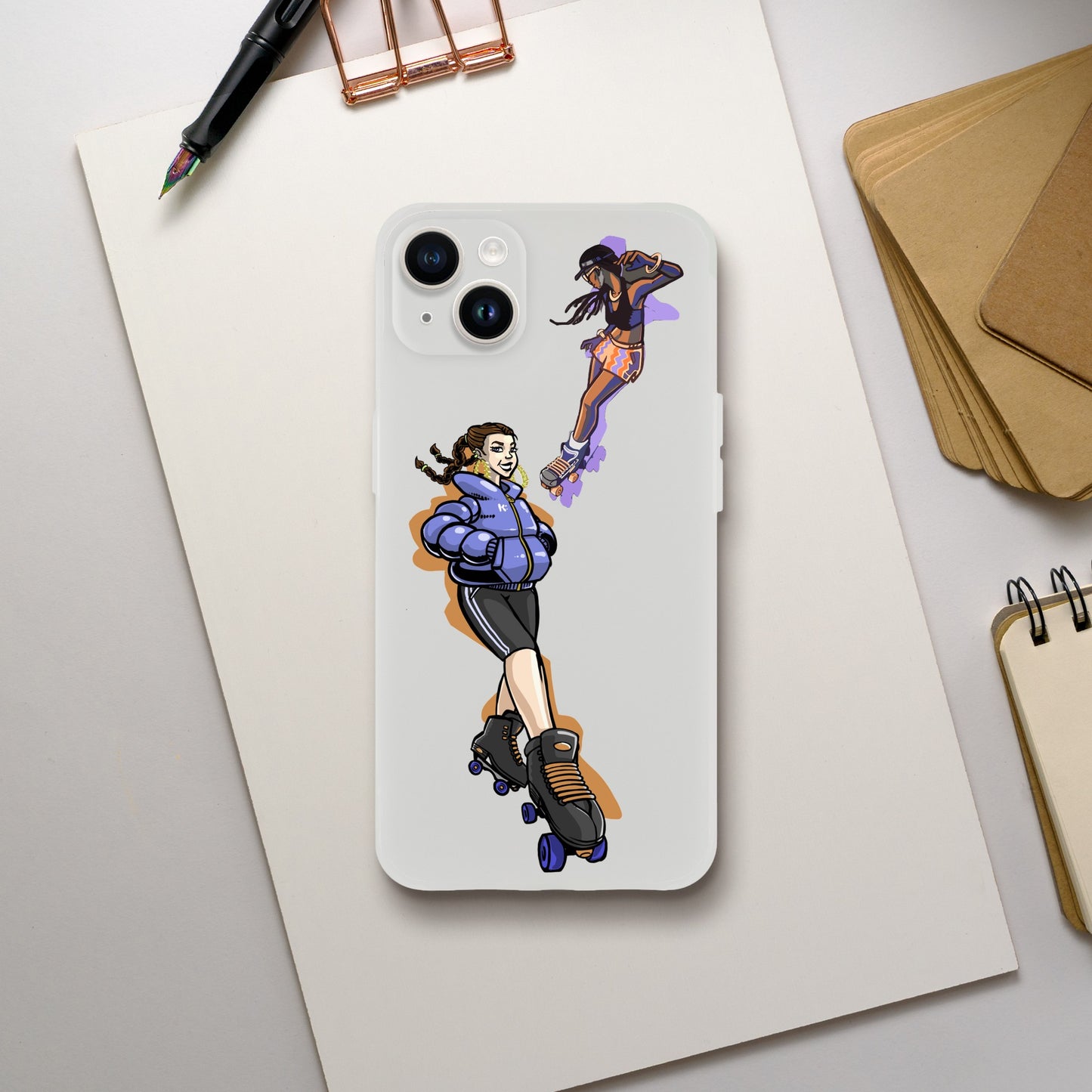 Flexi Back Skating Duo Mobile Phone Case - Skate Base Skatewear