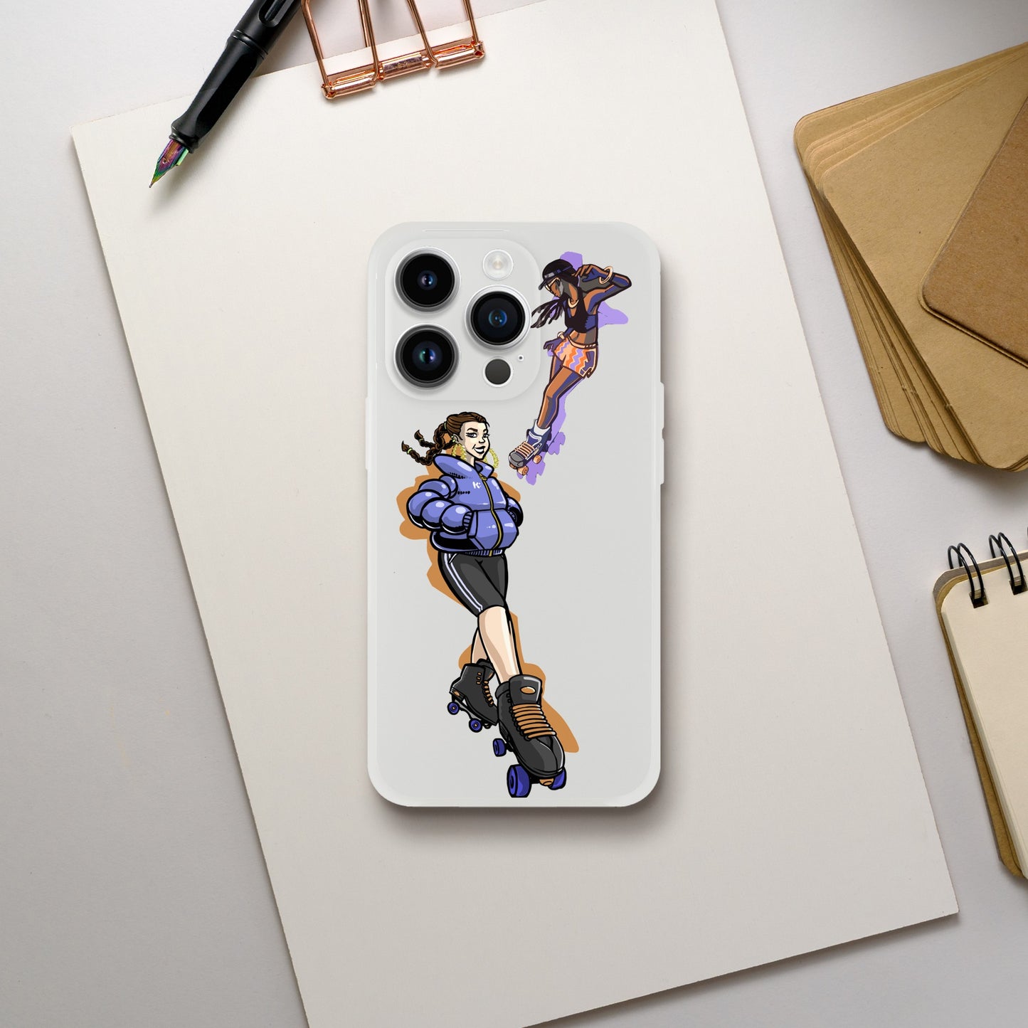 Flexi Back Skating Duo Mobile Phone Case - Skate Base Skatewear