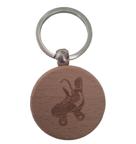 Round Wooden Roller Skate Key Chains