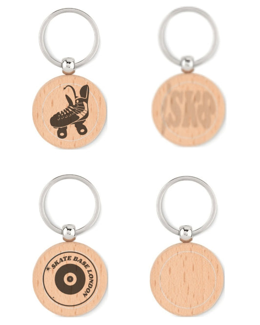Round Wooden Roller Skate Key Chains